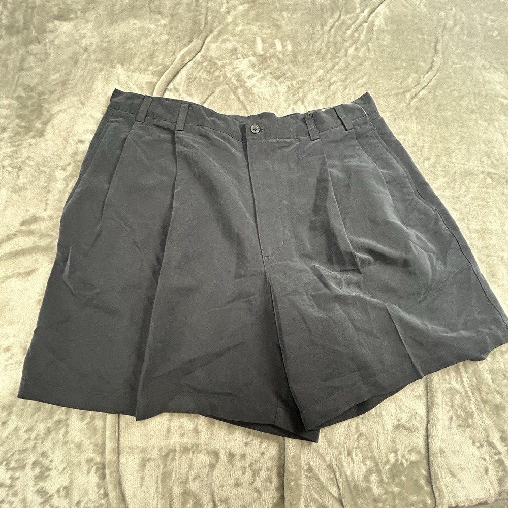 Alfani Men's Double Pleated Microfiber Microtrend Blue Shorts Size 38 X 5 1/2